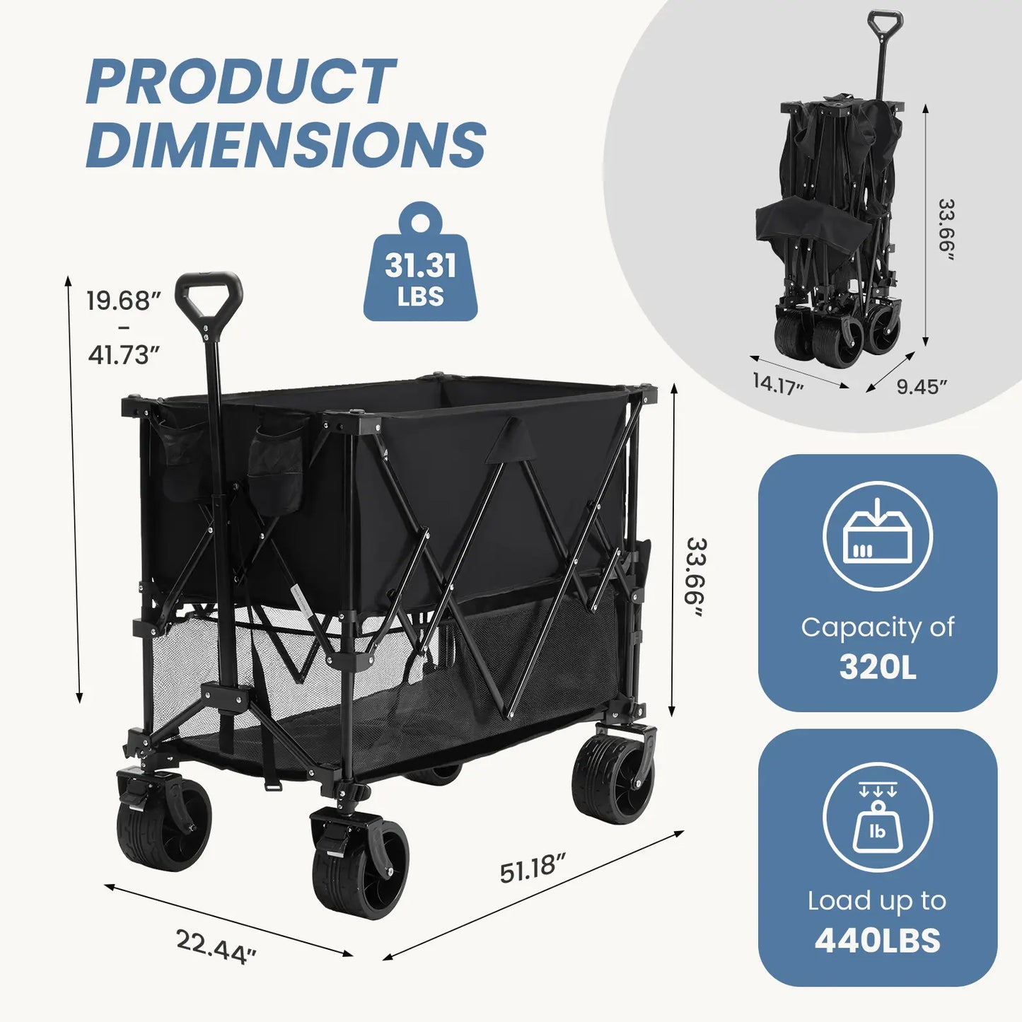 Nuveura Outdoor Folding Double-Decker Wagon