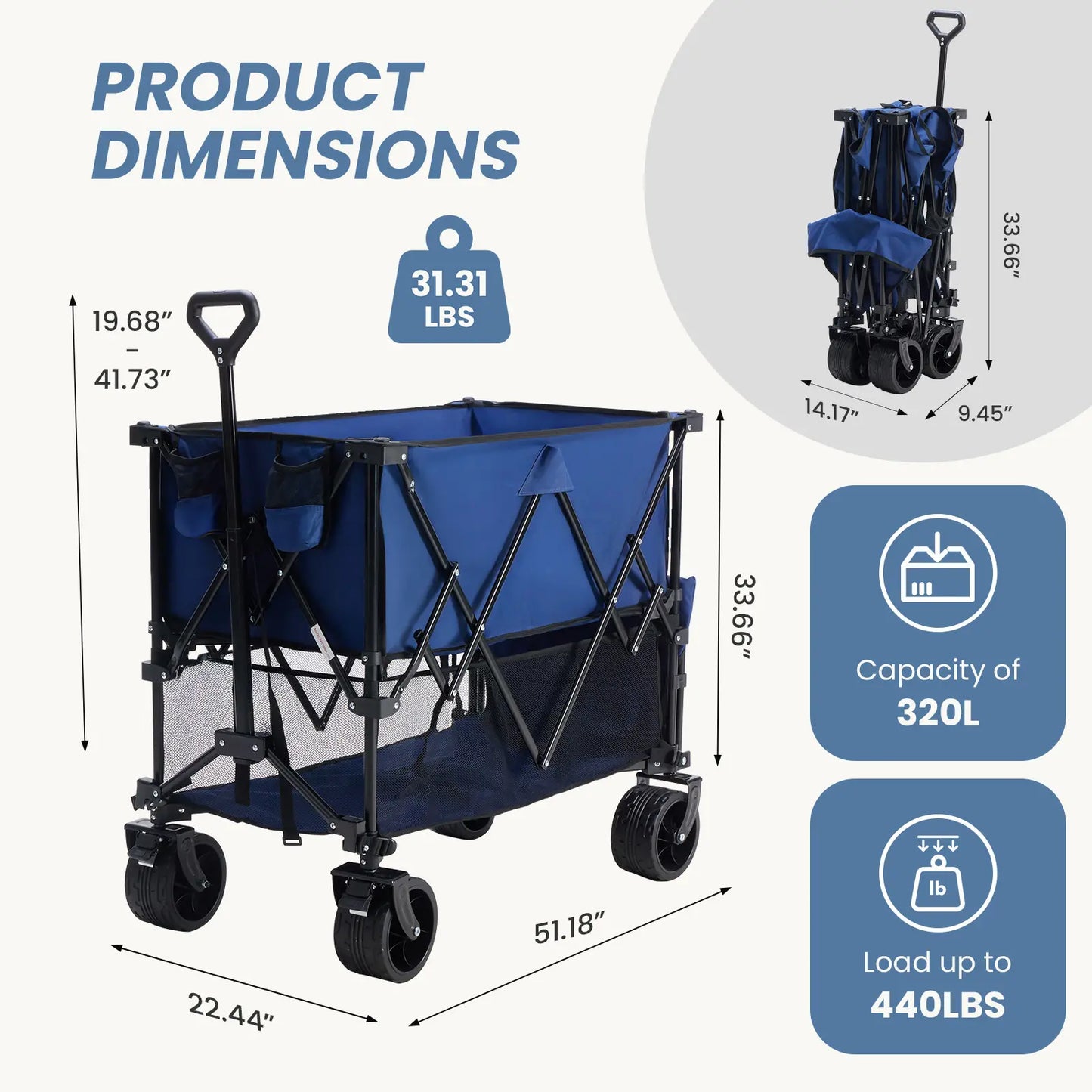 Nuveura Outdoor Folding Double-Decker Wagon