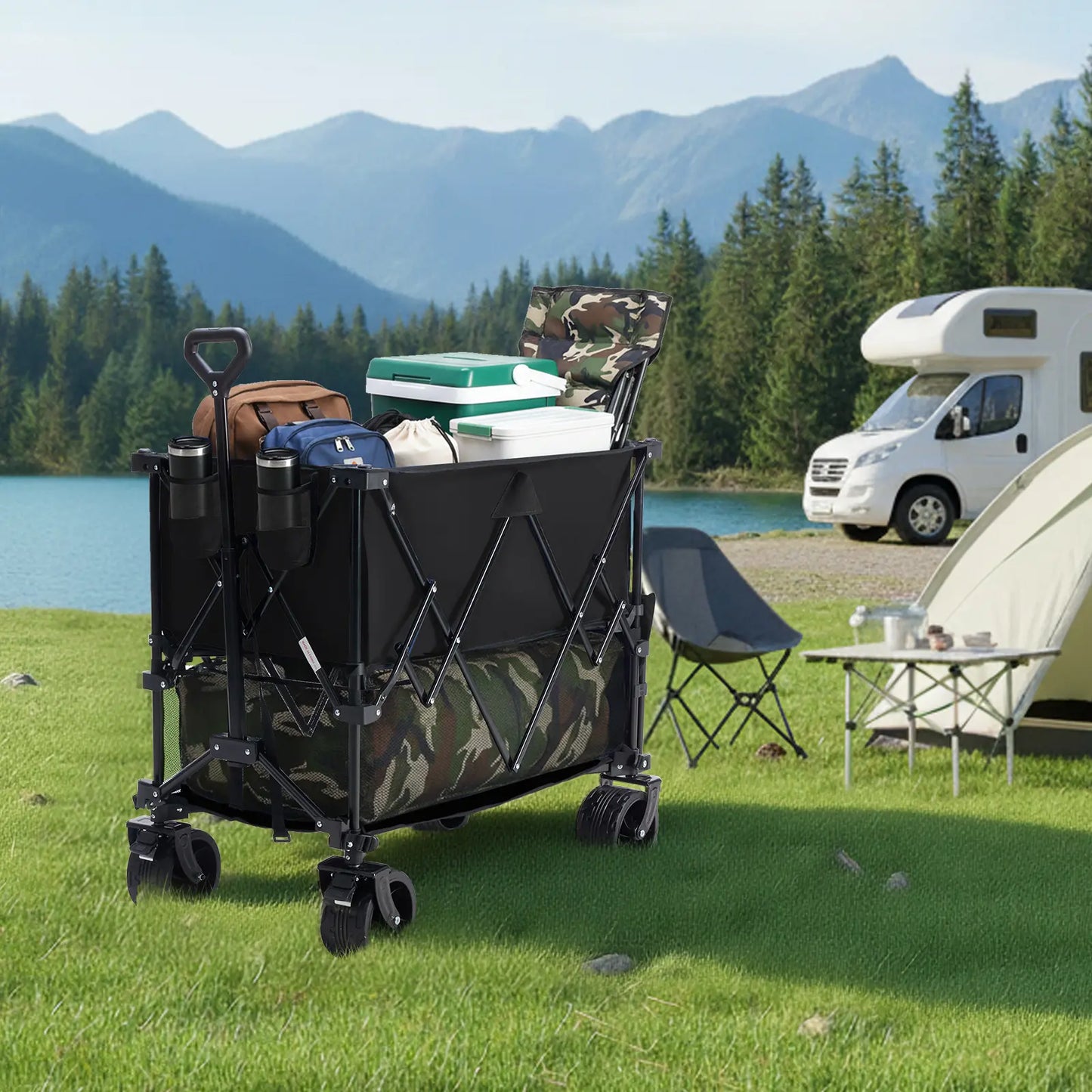Nuveura Outdoor Folding Double-Decker Wagon